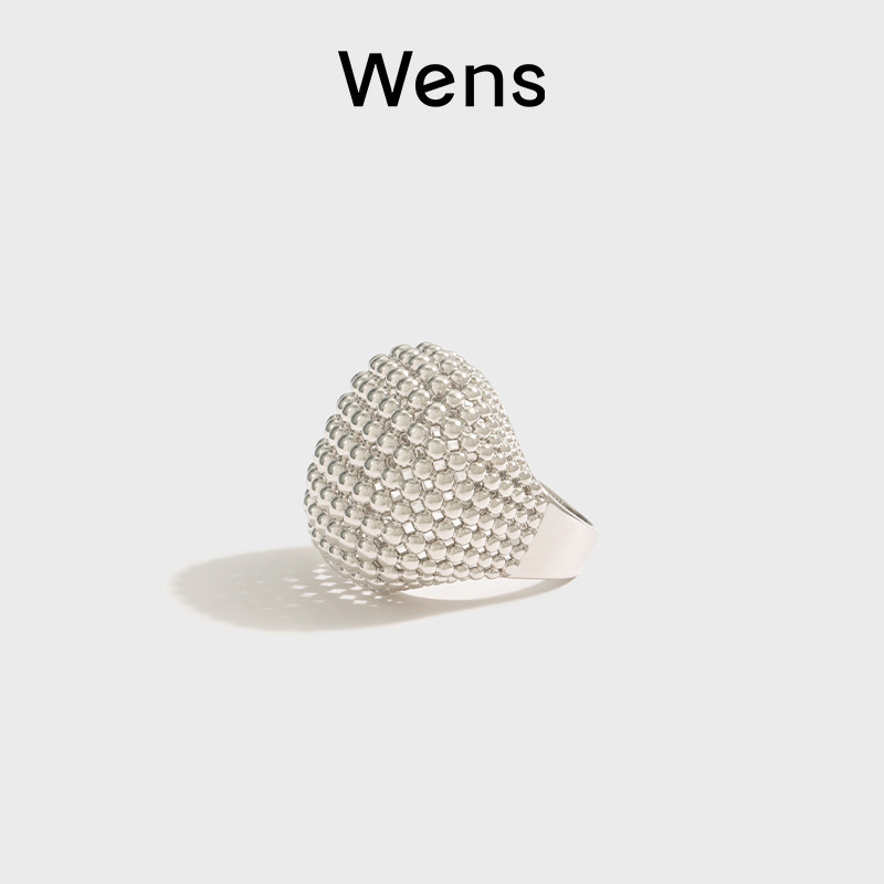 Wens Ball系列镂空圆球银色戒指女轻奢高级感小众原创设计师指环