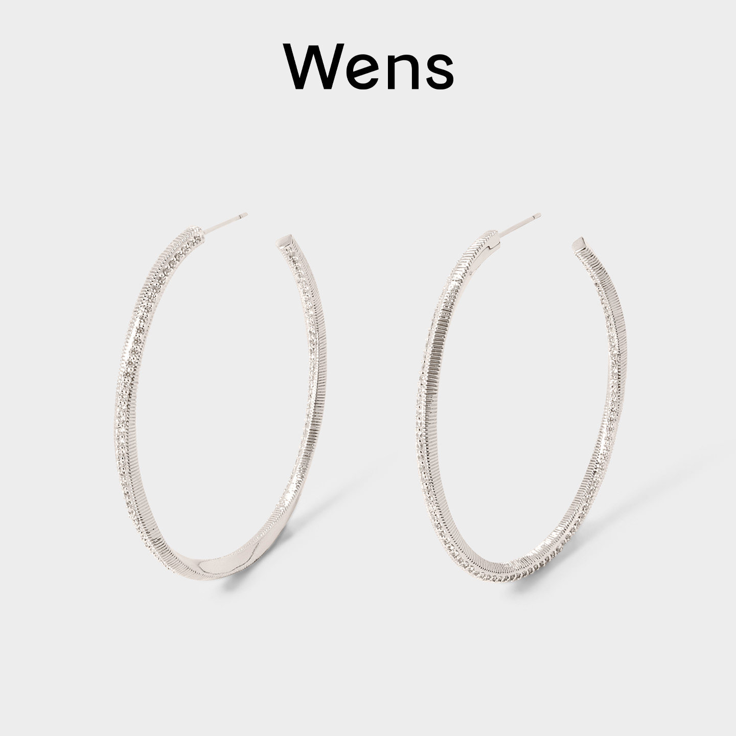 Wens星辰系列 星轨密镶锆石拉丝大耳圈小众设计女闪耀镶钻耳环,饰品/流行首饰/时尚饰品新,耳环,淘宝优惠券,粉丝福利购,淘宝优惠卷