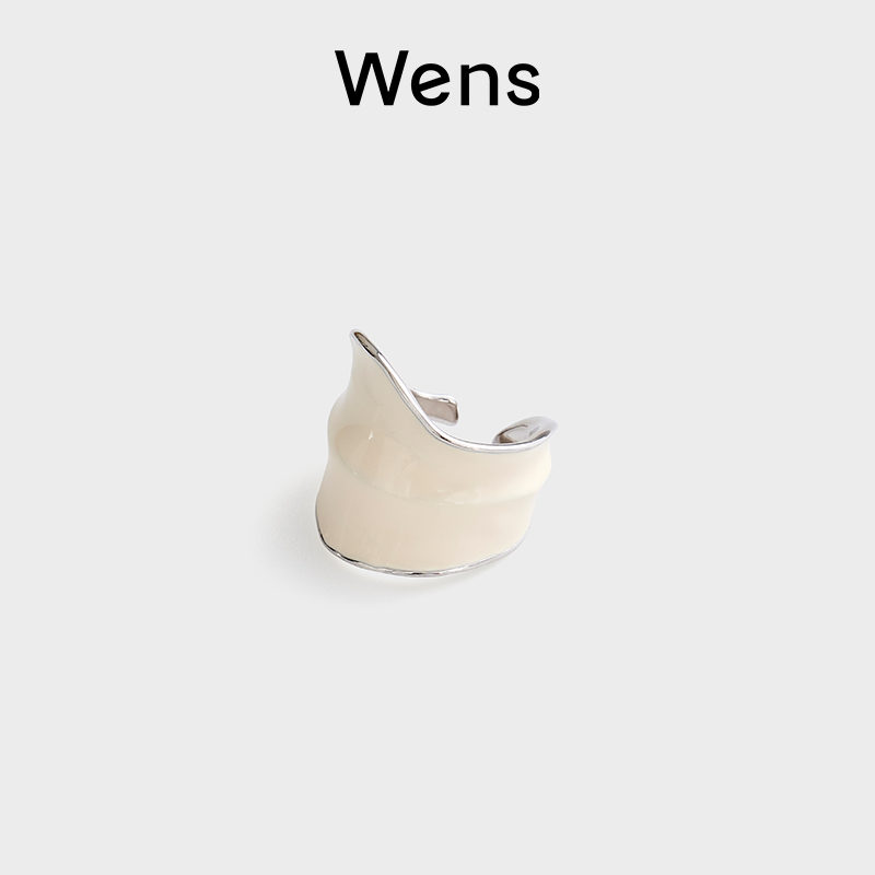 Wens植物系列叶片造型白色戒指女原创小众设计高级感指环