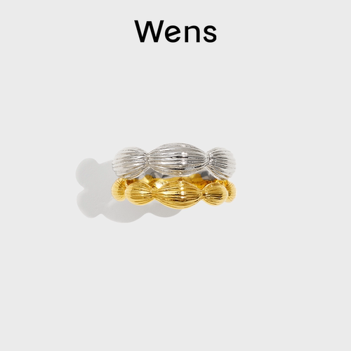 wens女铜镀金植物种子戒指