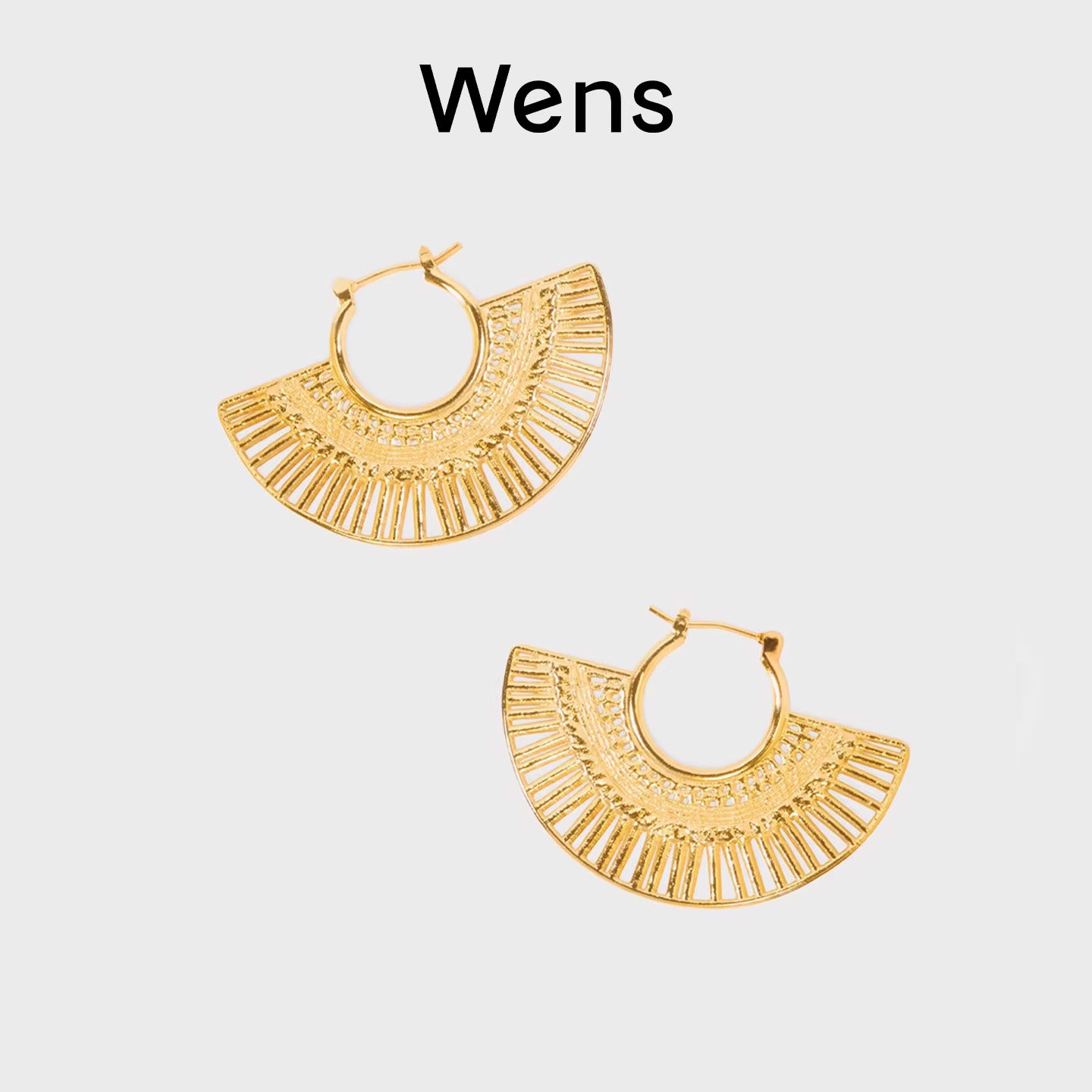 Wens编织系列镂空扇形耳环耳饰女原创小众设计款度假风配饰送女友