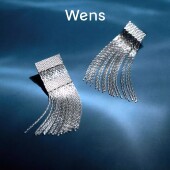 Wens浮光不对称长流苏耳环轻奢银色新中式 方枪枪推荐 几何耳饰女