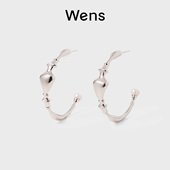 Wens「瓶」系列淡水珍珠细颈瓶大耳圈耳饰女复古金银双色送女友