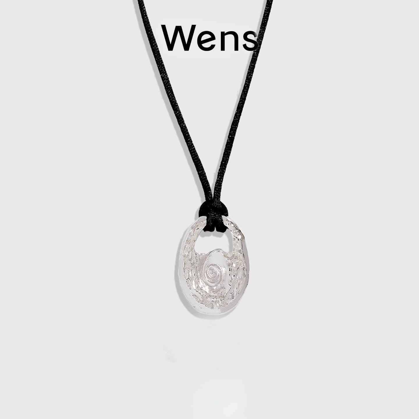 Wens海螺造型吊坠编织绳长项链女原创百搭休闲可调节长款毛衣链