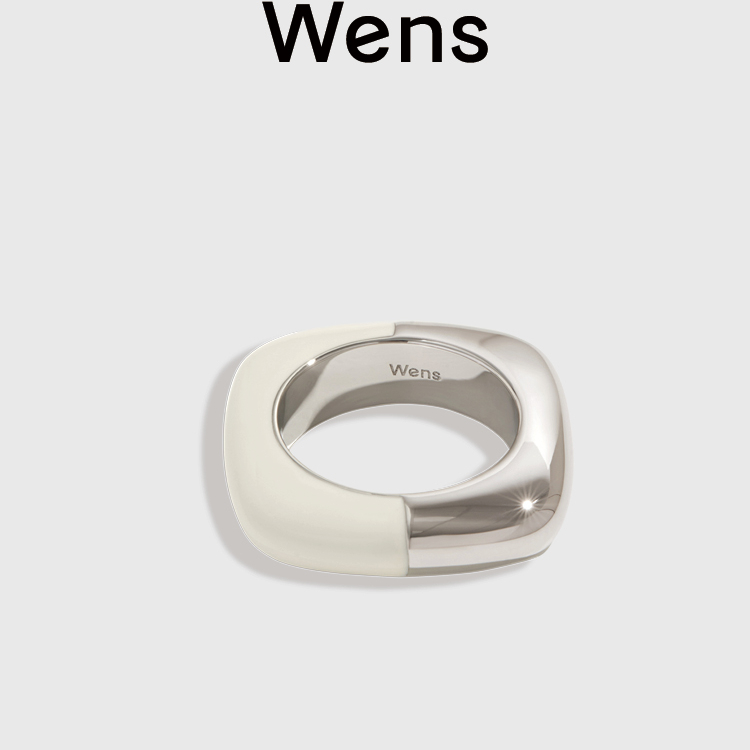 Wens金属白珐琅拼接设计师戒指
