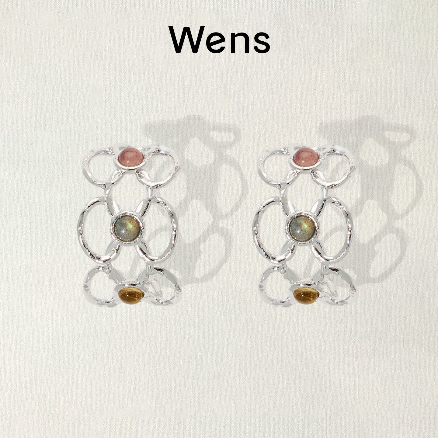 Wens【明星同款】花神镂空花朵圈圈耳环女金银高级感百搭度假耳饰