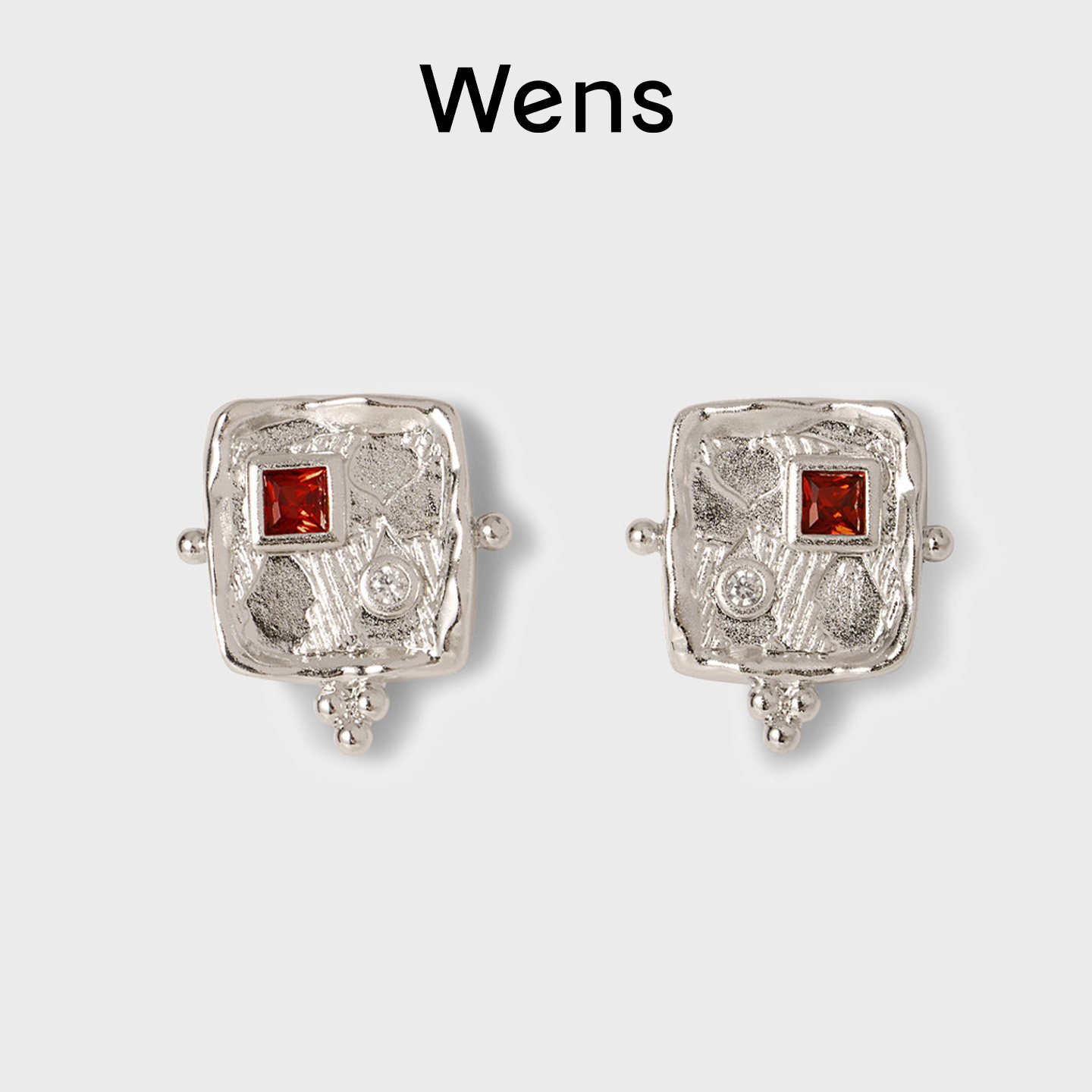 Wens「瓶」系列浮雕瓶镶石印章耳环女金银双色原创复古高级感耳钉,饰品/流行首饰/时尚饰品新,耳钉,淘宝优惠券,粉丝福利购,淘宝优惠卷