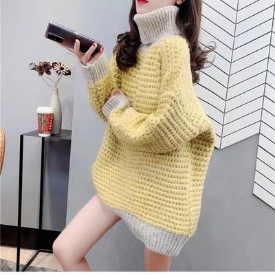 高领毛衣女秋冬加厚宽松