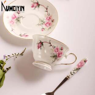 Ceramic coffee cup set for te afternoon cup, saucer and spo