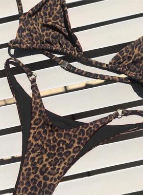 Women Leopard Brazilian Bikini Set Thong Swimsuit Two Pieces