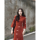 夏日精灵 2026新款 日常新中式 国风旗袍女春款 红色七分袖 故双栖