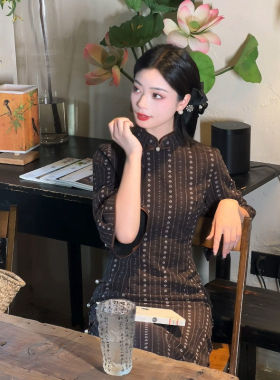 故双栖【枫叶秋】新中式日常秋冬旗袍女小个子文艺复古风2024新款