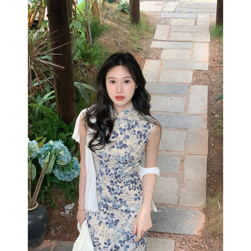 故双栖新中式改良无袖旗袍裙女夏