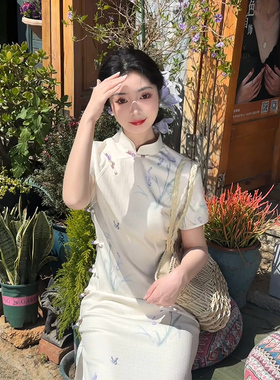 故双栖【清风明月】新中式绝美旗袍女夏季改良年轻款日常可穿素雅