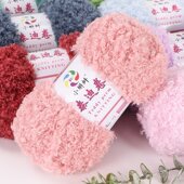 泰迪卷毛线羊毛圈圈线手工diy圈绒钩针线手工编织围巾特色玩偶线