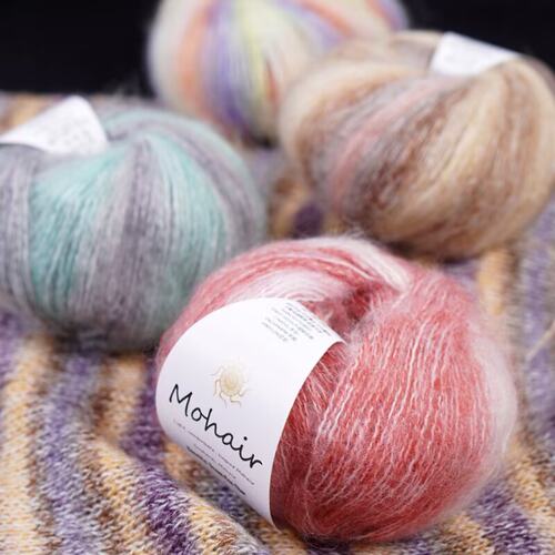 渐变真丝云团彩虹马海毛