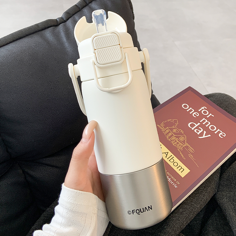 保温杯男女生2025新款高颜值吸管水杯便携带盖三饮杯子316L不锈钢