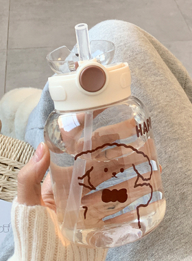 简约水杯女生夏天高颜值2025新款带吸管杯便携学生随手塑料杯子男