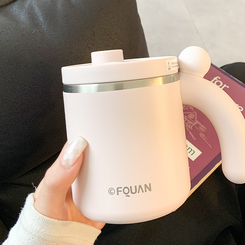 保温杯女生高颜值2025新款办公室马克杯带盖女士不锈钢吸管水杯子