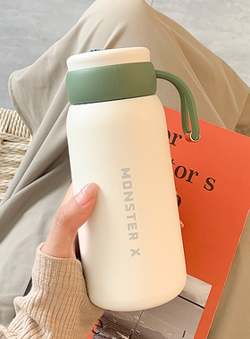 小巧保温杯女生简约高颜值水杯2025新款带挂绳学生便携不锈钢杯子