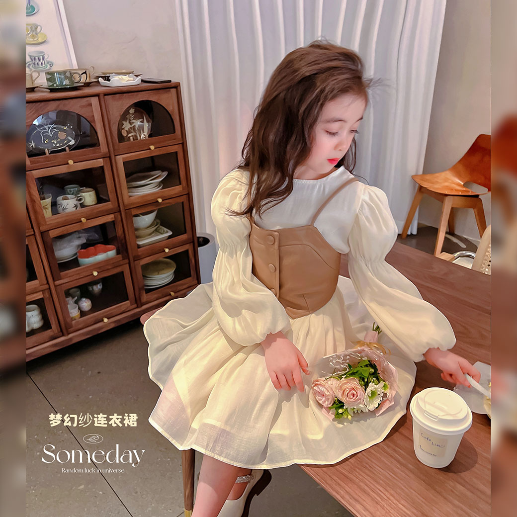 女童连衣裙春装2023春季新款宝宝洋气裙子儿童雪纺长袖春款公主裙