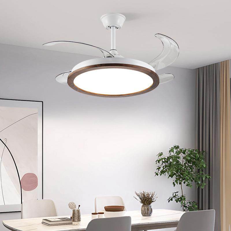 新中式风扇吊灯中古黑胡桃实木餐厅卧室吊灯全光谱护眼客厅灯具