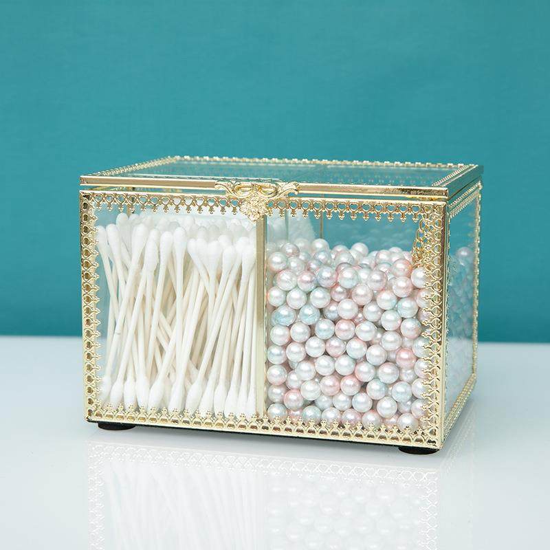 欧式复古玻璃非亚克力棉签收纳盒化妆棉小盒子透明梳妆台防尘收纳,手表,配件,淘宝优惠券,粉丝福利购,淘宝优惠卷