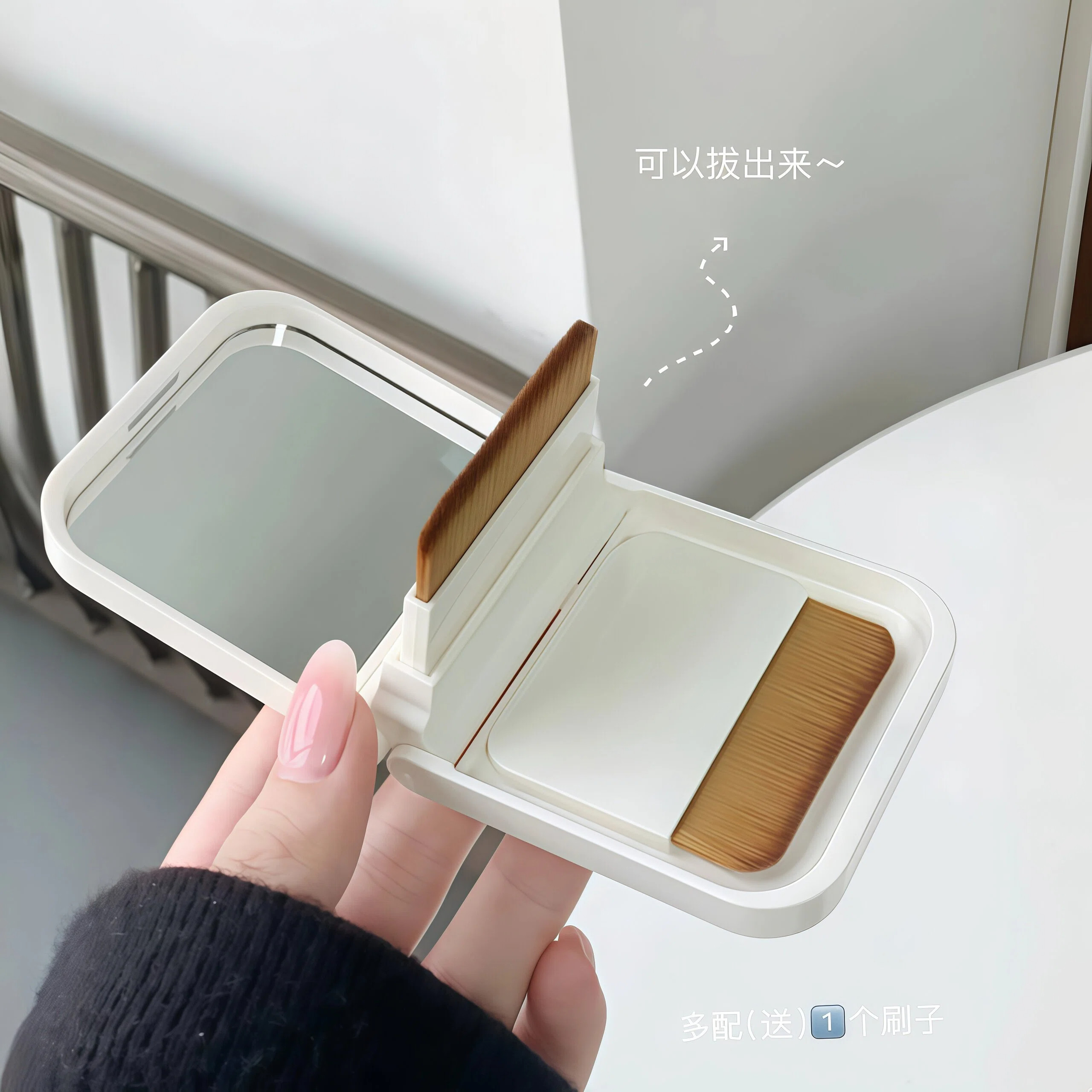 轻松服帖底妆！省粉底液！扁头粉底刷折叠一字型不吃粉化妆师专用