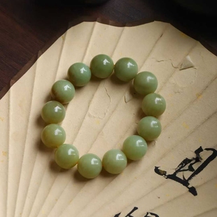 天然新疆和田玉玉器工厂店若羌黄口料老料简约款珠圆玉润手串手链