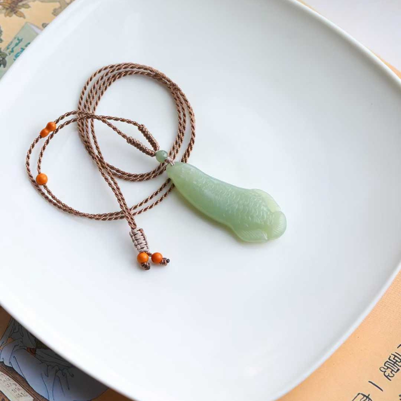 天然新疆和田玉玉器工厂店且末蓝老料工艺品玉石富贵鱼吊坠挂件