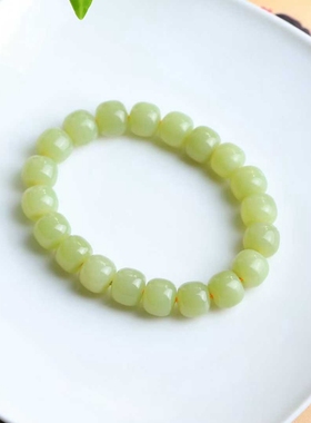 天然新疆和田玉玉器工厂店若羌黄口料老料玉石老型珠手串手链带证