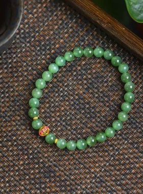 天然新疆和田玉玉器供应链俄料碧玉老料玉石冰猫眼手串手链带证书