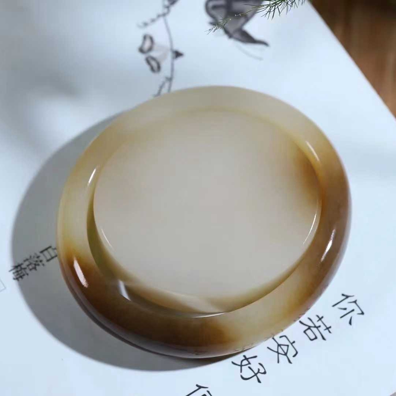 天然新疆和田玉玉器工厂店俄料老料俏糖色玉石素面贵妃镯女款套镯