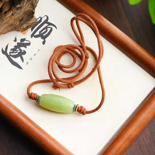 天然新疆和田玉玉器工厂店若羌黄口料老料玉石复古勒子锁骨链吊坠