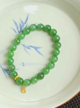 和田玉供应链天然新疆和田玉俄料碧玉老料玉石冰底猫眼手串带证书