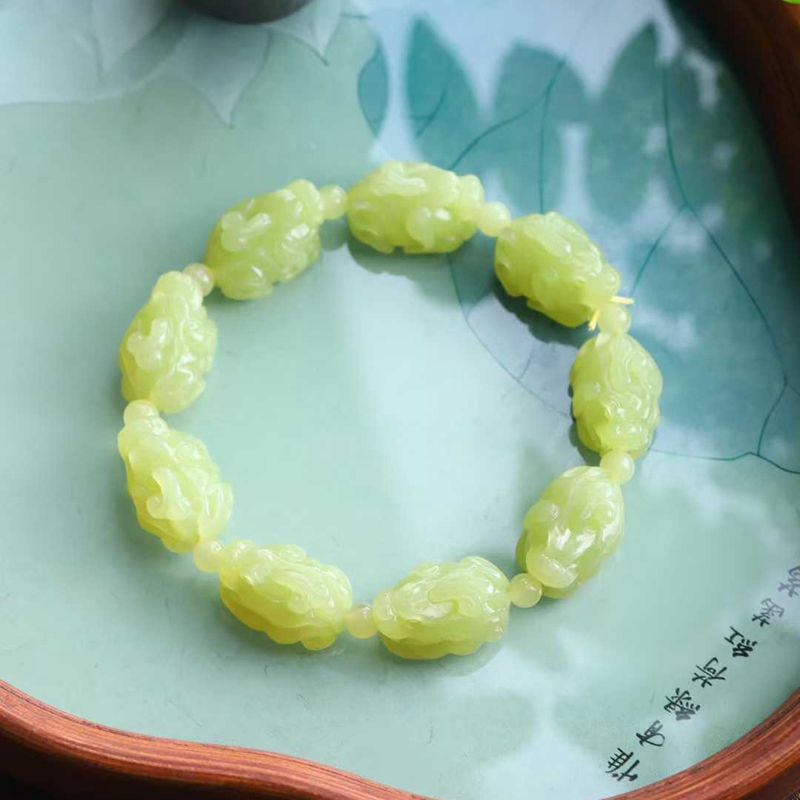 天然新疆和田玉玉器工厂店若羌黄口料老料工艺品玉石貔貅手串手链