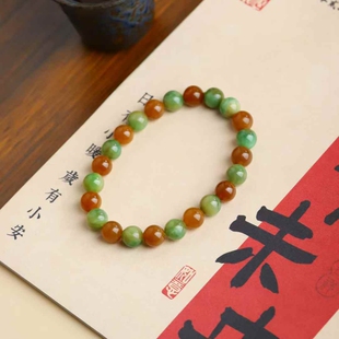 天然新疆和田玉玉器工厂店黑洋洞老料玉石黑洋洞唐三彩手串带证书