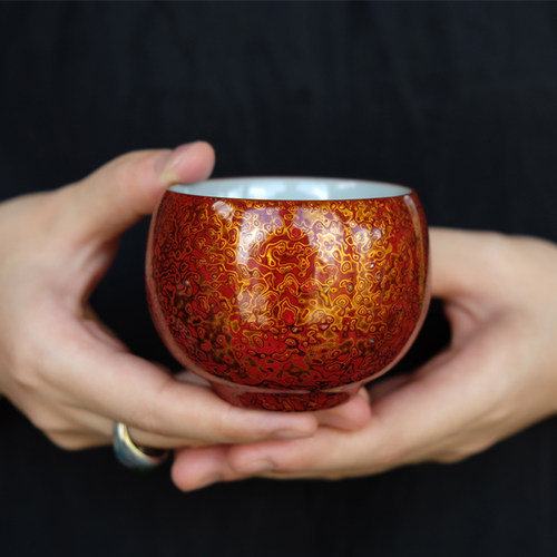 非遗工艺品漆器DONGUAN汝瓷漆杯