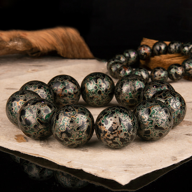 donguan冬官工艺品非遗天然大漆漆珠散珠念珠配饰男女手串 极光绿