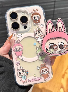 可爱拉布布磁吸支架适用三星s25edge手机壳s24+卡通s23fe防摔note20ultra女a06/a14/a25/a26潮牌a34/a52/a55