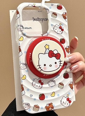 甜品kitty适用三星s25ultra磁吸手机壳GALAXYS24fe支架s23+新款s24+女可爱高级感iphone17防摔保护套苹果16