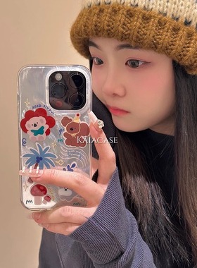 ins夏日卡通动物适用三星s25ultra手机壳s24fe/s23+新款a06羽纱a11镭射a15女a24创意a32硅胶a50s防摔a53/a71