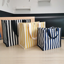 帆布包女上班族手提包大容量条纹单肩收纳手提袋子外出时尚 购物袋