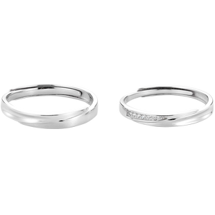 XXOFF戒指925银简约风排钻不规则扭曲戒圈ins小众设计女情侣对戒