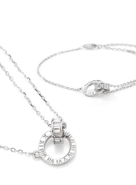 XXOFF925银罗马数字双环扣小众设计手链项链组合套装节日礼物女生