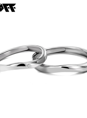 XXOFF对戒情侣戒指925银一对装素圈尾戒礼盒520送女友情人节礼物