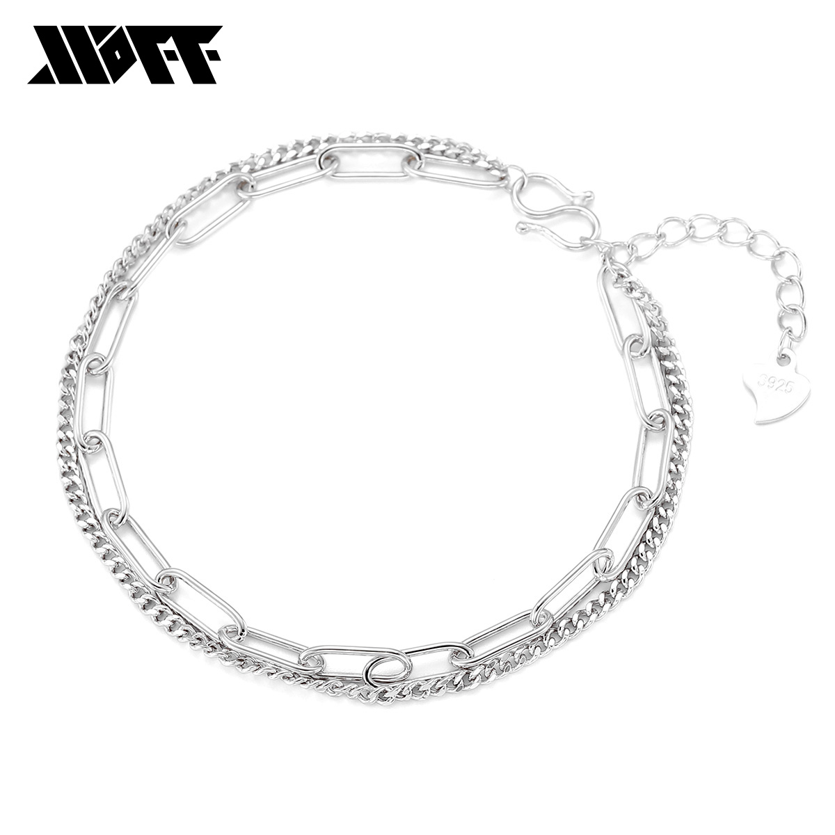 XXOFF女生925银双层链手链