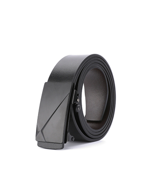 XXOFF 暗黑风黑色金属无牙商务自动扣 PU皮 皮带 男款 送长辈礼物