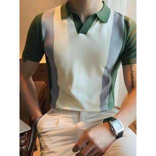 商务休闲POLO衫 撞色修身 针织衫 男装 新款 Men Shirt 2025夏季