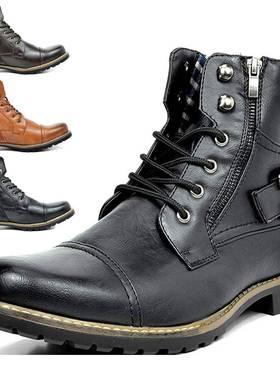 Metal double zipper motorcycle men boots shoes机车拉链男靴鞋